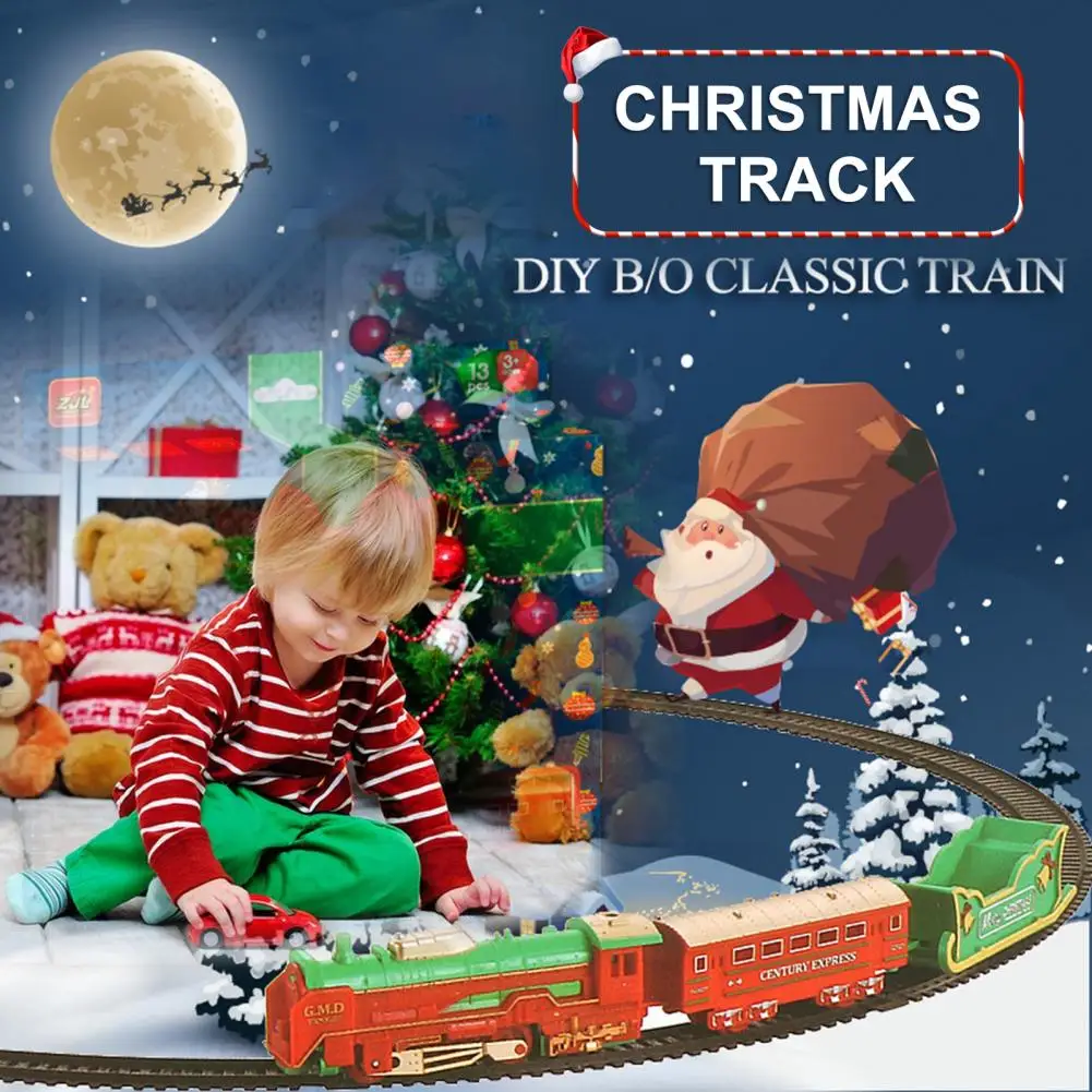 Electric Train Toy Light Sounds Trail Moving Entertainment Kids Christmas Toy Gifts New Year Present Vintage Train Trail Toy