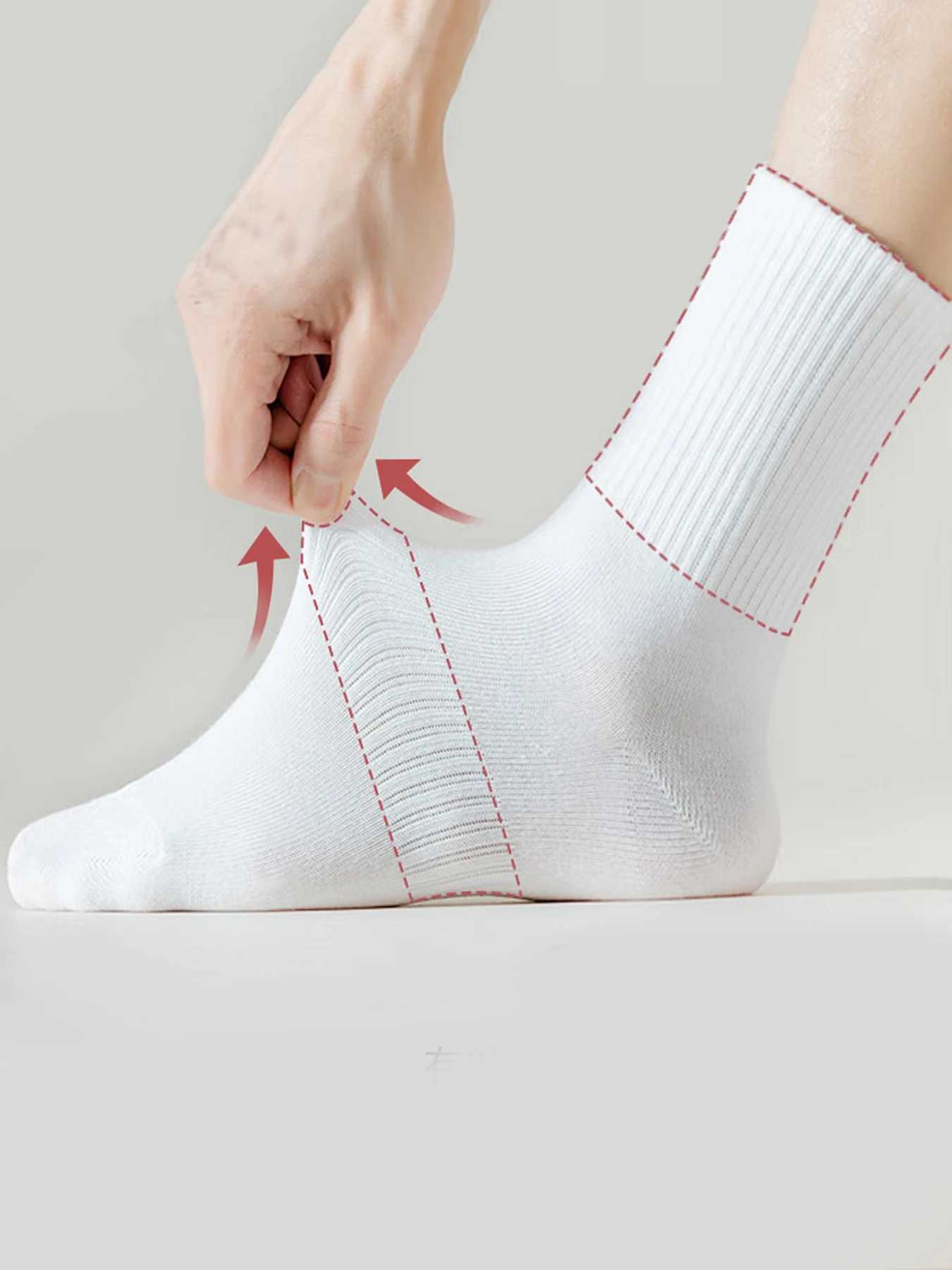 8pairs Men White Solid Color Korean Style Mid-Tube Fashionable Unisex Summer Sports Long Couple For Autumn A LX241102