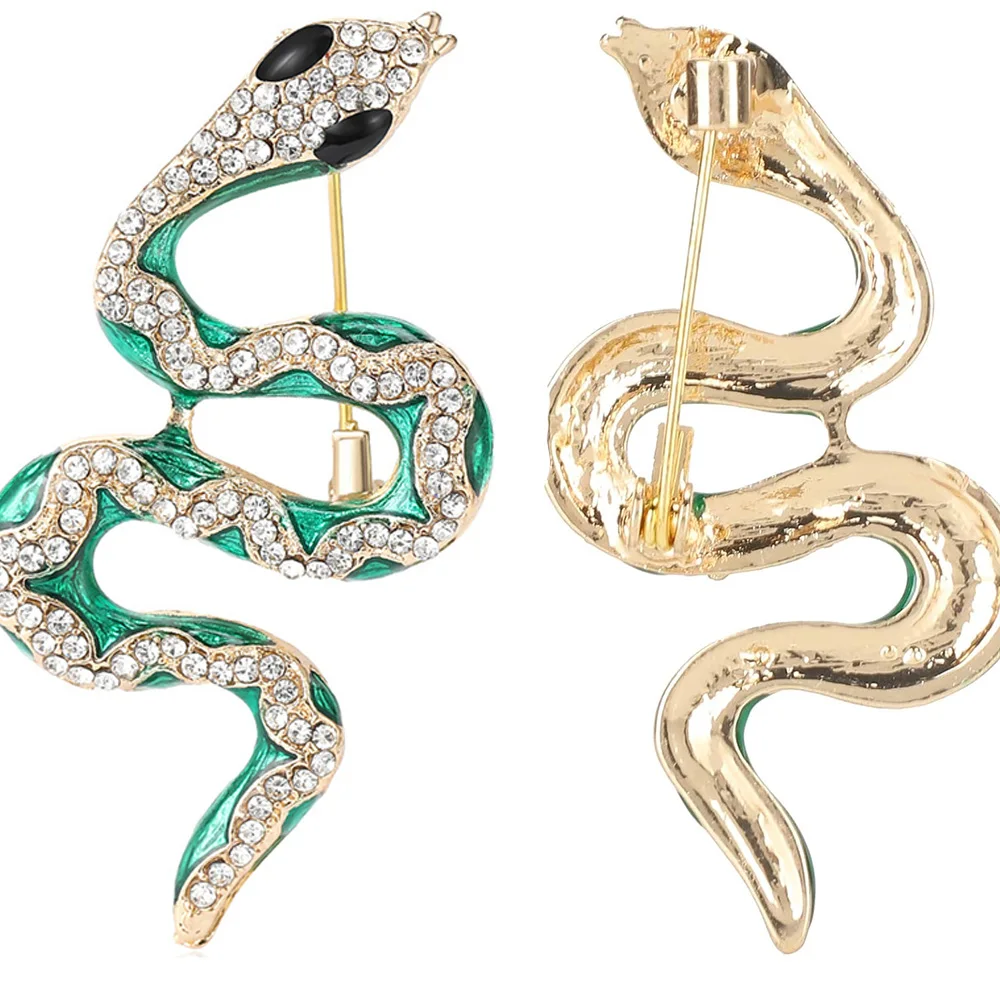 Luxury Crystal Snake Brooch Vintage Animal Brooches Unisex Women Men Clothing Lapel Pin Exquisite Party Jewelry Gifts