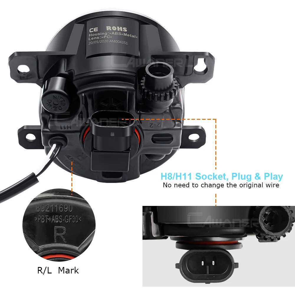 2 X LED Fog Light Assembly For Renault Trafic 3 III X82 2015-2020 Car Front Bumper Angel Eye Daytime Running Light DRL 30W 12V