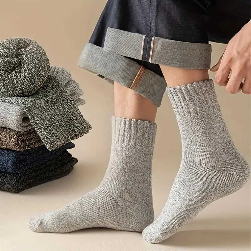 5 Pairs Autumn Winter Men Thicken Wool Women Towel Keep Warm Solid Color Cold-resistant Soft Cashmere Short LX241102