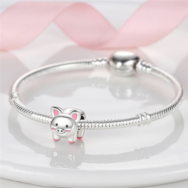 2023 New Silver-Plated Elk Tyrannosaurus Rex Animal Charms Beads Fit Original Pandora Bracelets Fine DIY Christmas Jewelry Gifts