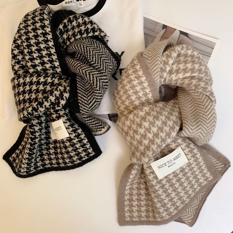 Brand Scarf Winter New Outdoor Warmth Double sided Student Cute Scarf Thickened Knitted High Quality Scarf Couple Gift