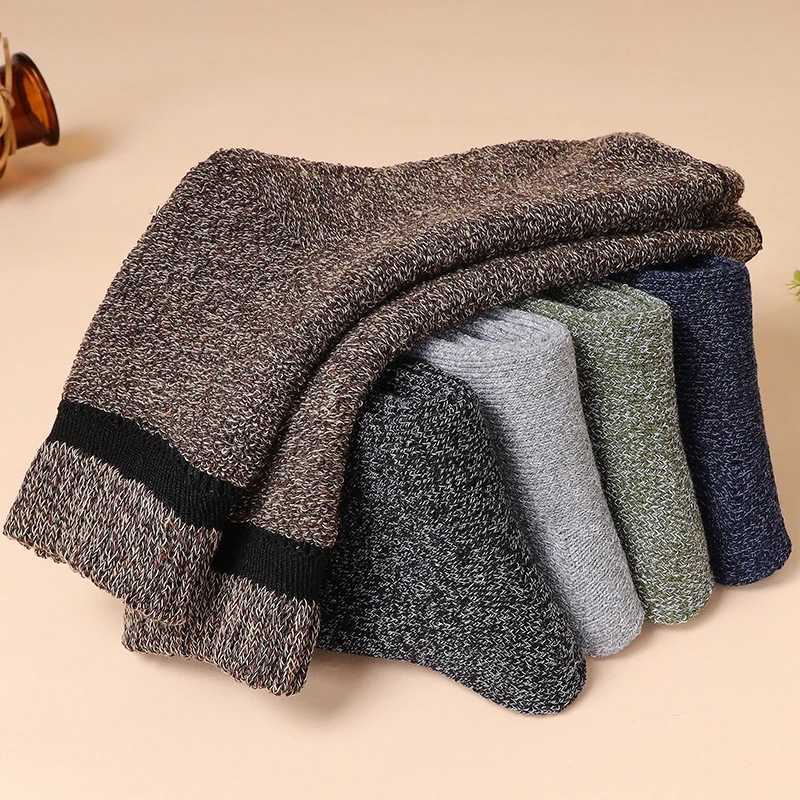 1pair Winter Warm Merino Wool Male Men Women Super Thicker Solid Merino Wool Rabbit Against Cold Snow LX241102