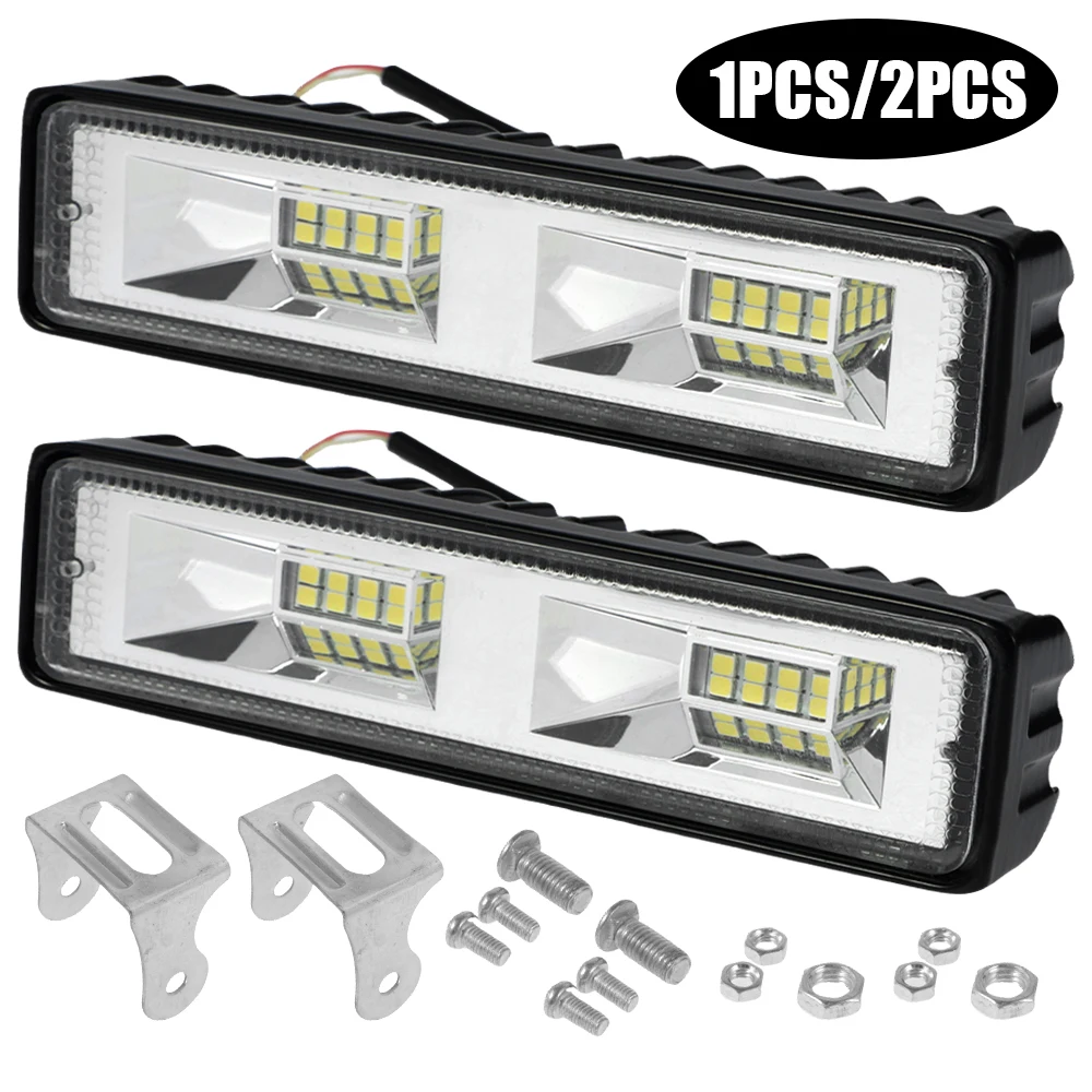 12V Car LED Light Bar 18W 6000K Super Bright Car LED Work Light IP67 Waterproof Flood Spot Light White Off Road Head Lights 2024