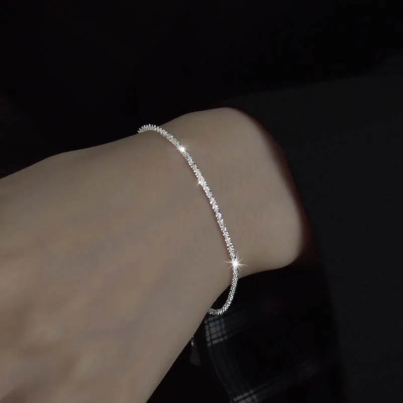 2023 New Silver Colour Sparkling Gypsophila Bracelet for Women Exquisite Simple Adjustable Chain Bracelet Wedding Jewelry Party