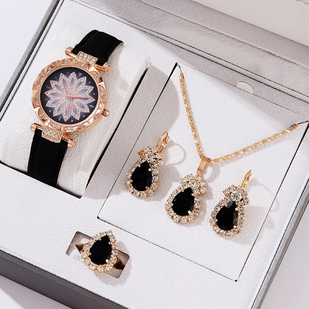 5pcs Set Watches For Women Leather Band Ladies Watch Simple Casual Women's Analog WristWatch Bracelet Gift Montre Femme(No box)