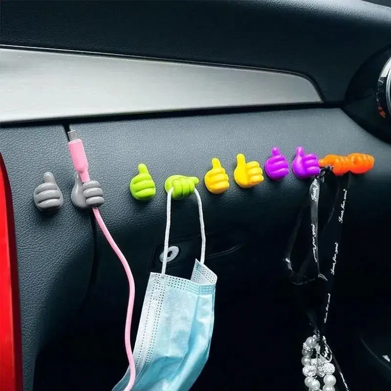 4PCS Self Adhesive Hand-shaped Rubber Holder Glasses Cable Power Cord Charging Line Mini Hook Car Organizer Gadget Decorations