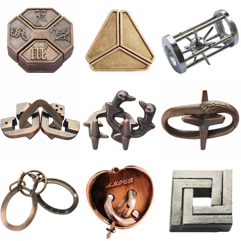 3Pcs Metal Fidget Toys Unlocking Brain Teaser Toys IQ Intelligence to Unlock Jigsaw Puzzle Game for Adults Kids Children