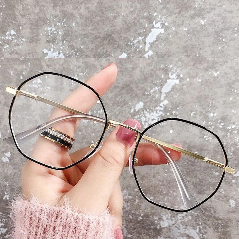 Vintage Anti Blue Light Glasses Frame Round Lens Myopia Optical Mirror Simple Metal Women Men Transparent Eyewear Frames