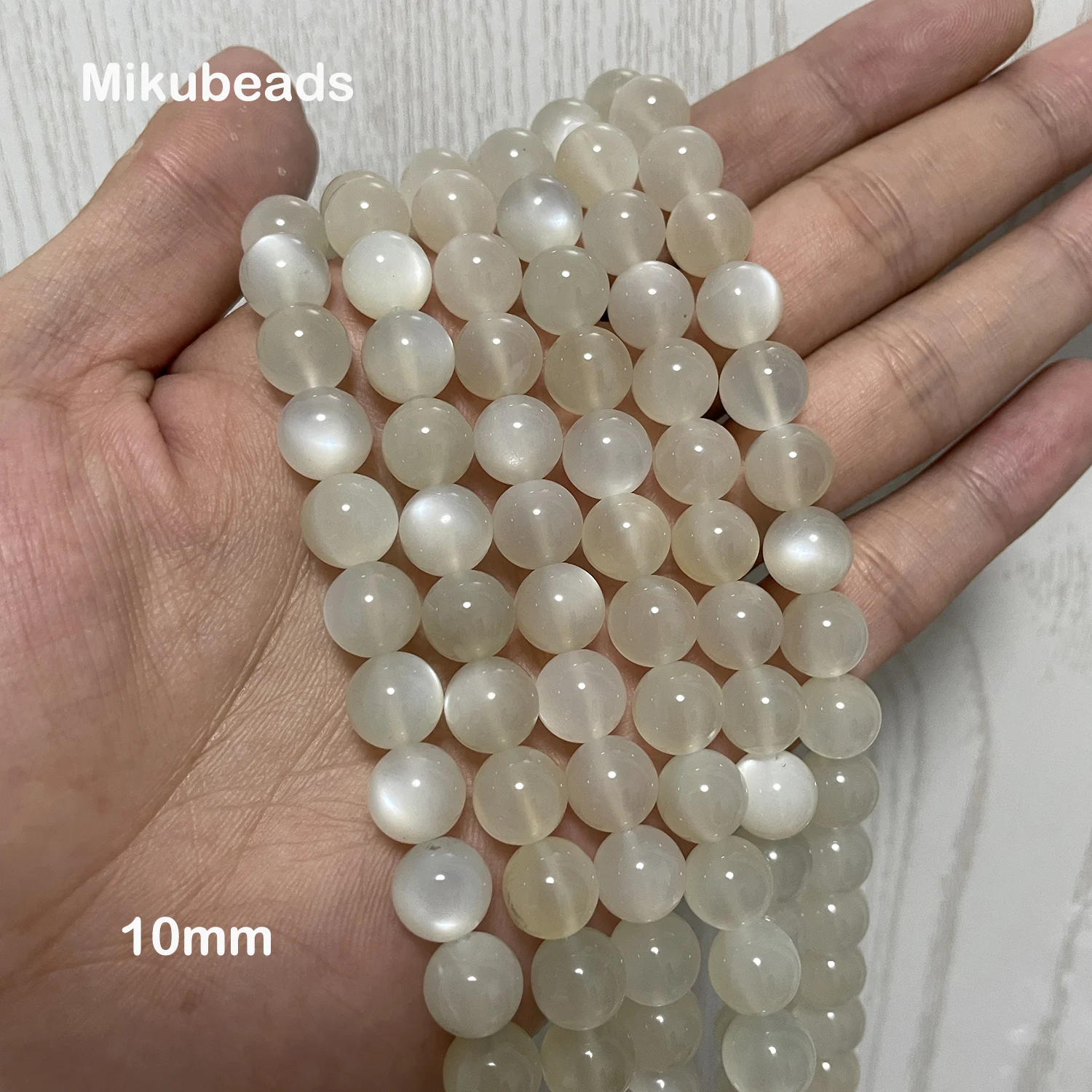 Wholesale Natural 6mm 8mm Milk Moonstone Smooth Round Loose Beads For Making Jewelry DIY Necklace Strand Mikubeads