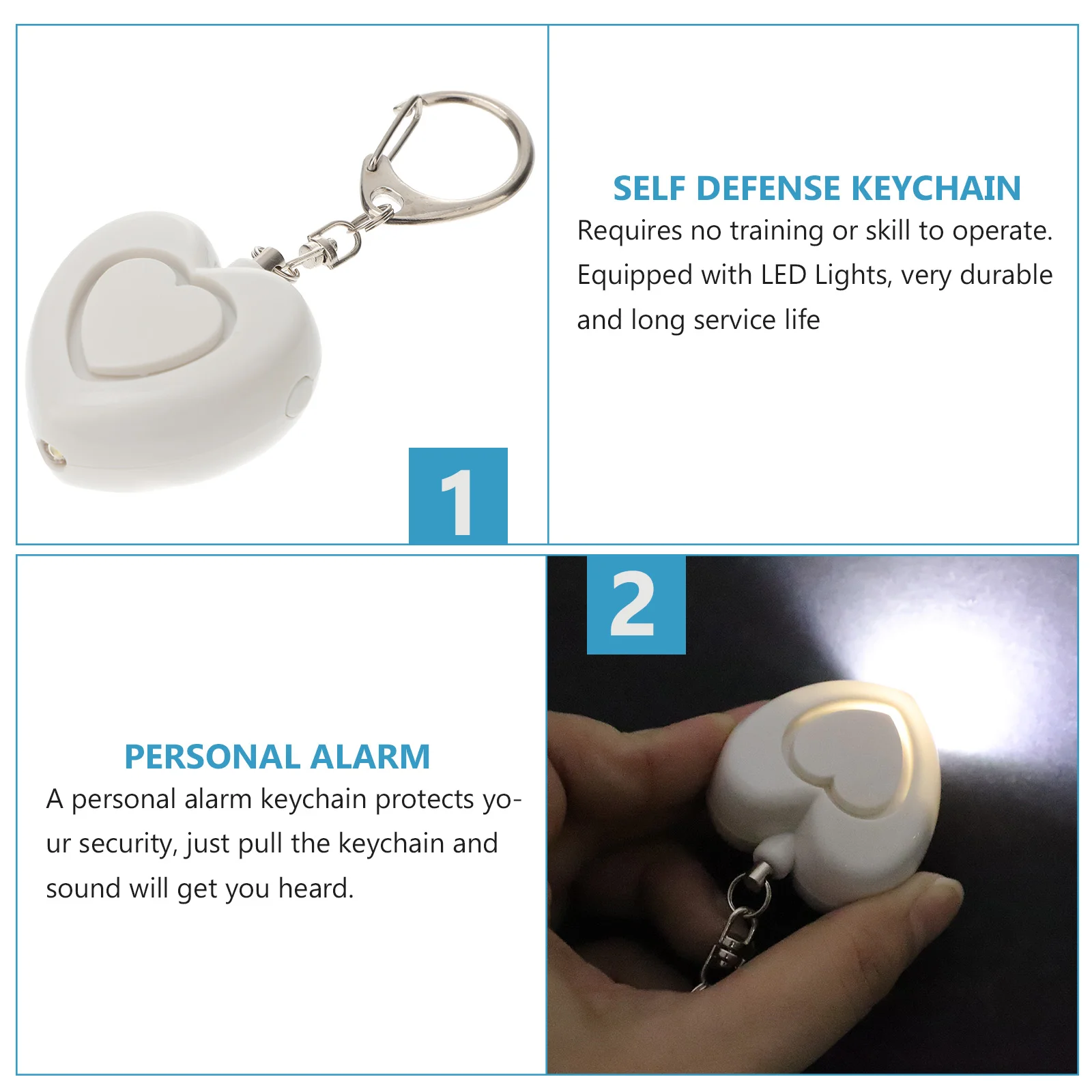Safe Sound Personal Alarm Heart Shaped Personal Electronic Gifts with Lights