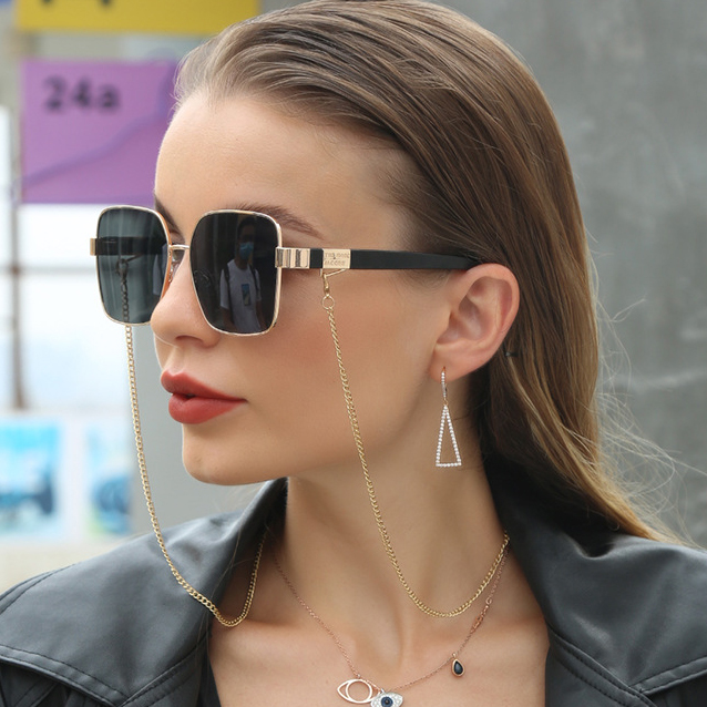 Steampunk Sunglasses Women With Chain Hexagon Luxury Brand Designer Punk Sun Glasses For Ladies Futuristic Fashion Square Sexy Y2K Oversized Large Coo