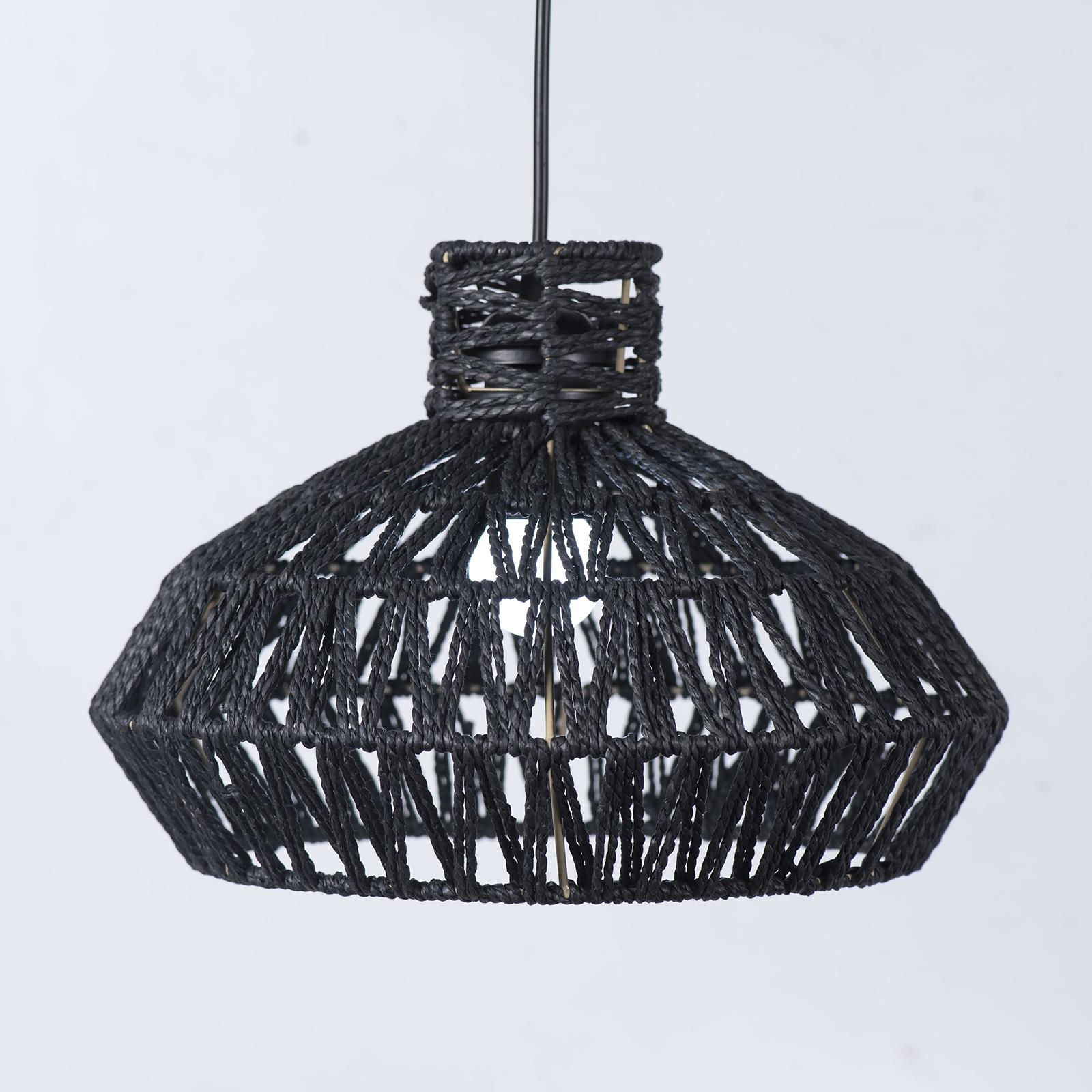 Paper Rope Hand Woven Lampshade Rattan Chandelier Lamp Covers Handwoven Rope Lampshade Rustic Decorative Hanging Lights Decor