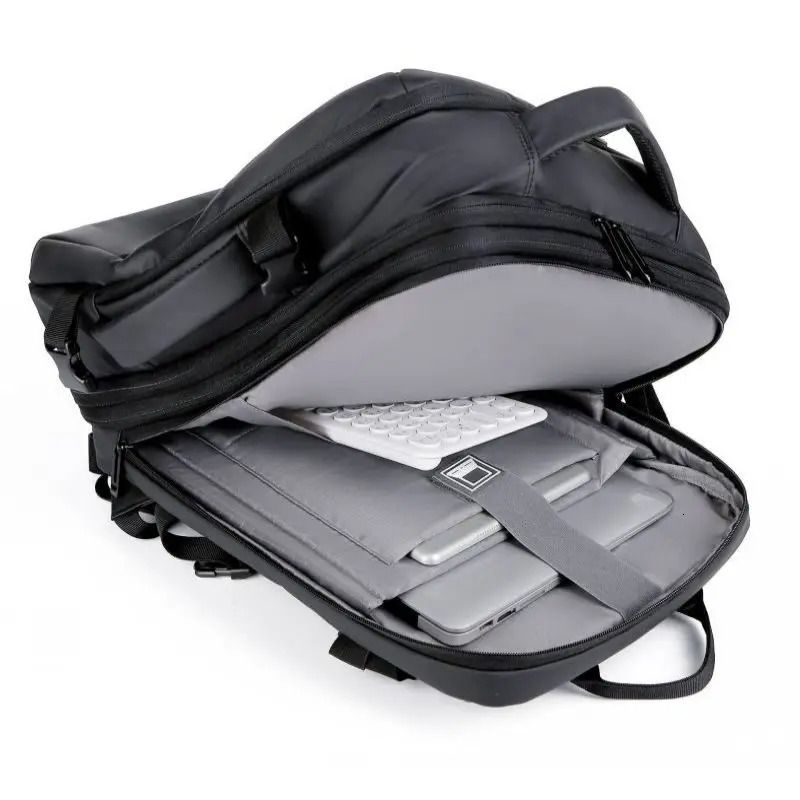 Mens Business Waterproof Multi functional Backpack USB Charging 17 Laptop Bag Expandable Large Capacity Travel Backpack 241031