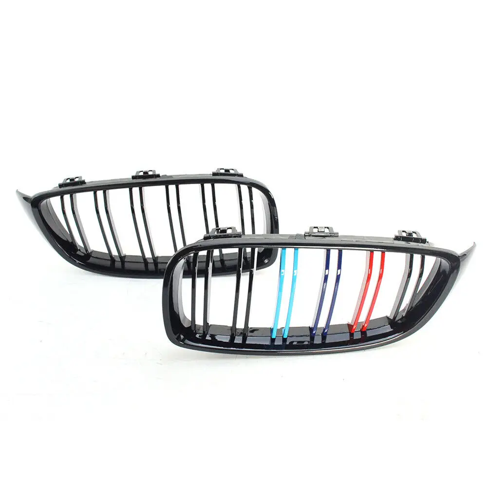 M4 Style Front Bumper Grille Racing Grill For BMW 4 Series F32 F33 F36 M3 F80 M4 F82 13-19 Dual-Slat Glossy Black Accessories