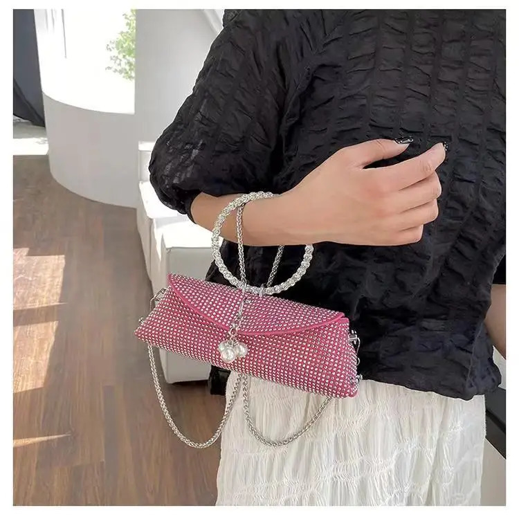 Diamond handbag womens wedding handbag sparkling Rhinestone ball party bride sparkling evening clutch square handbag 241031