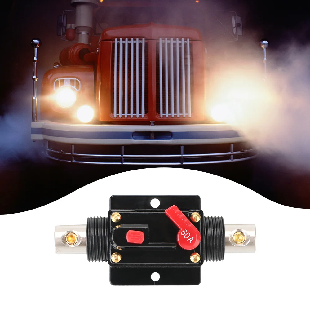 Fuse Holder Stereo Amplifier Refit Fuse Adapter 12V/24V Car Truck Audio Amplifier 60A 100A Resettable Insurance Circuit Breaker