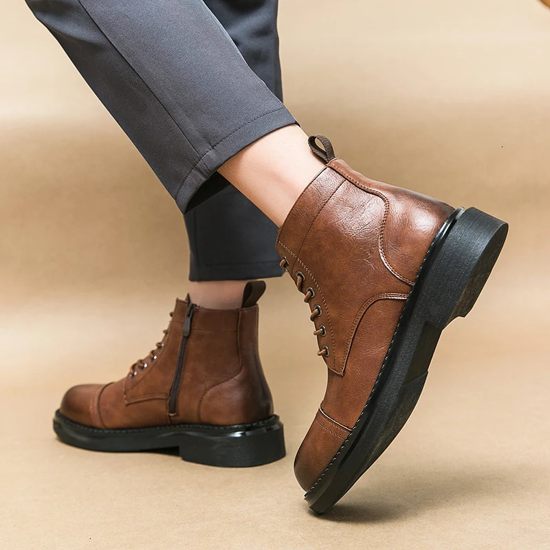 Fashionable outdoor ankle boots mens fashionable desert tactical boots mens casual shoes mens leather boots combat boots 241031