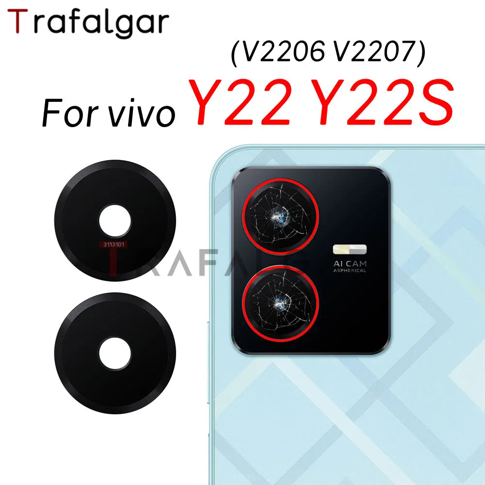 Rear Back Camera Glass Lens For vivo Y22 Y22S V2206 V2207 Replacement With Adhesive Sticker