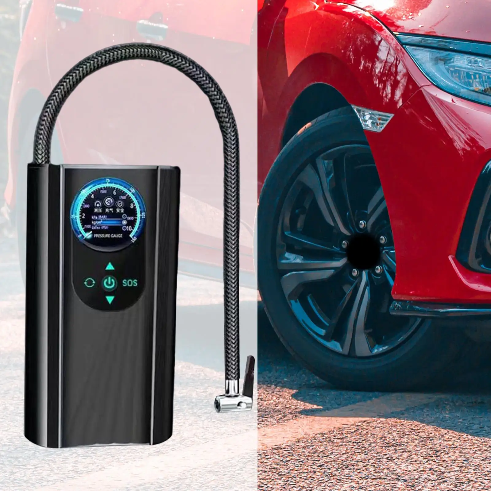 Tire Inflator Car Air Compressor with Tire Pressure Gauge LCD Display Screen Mini Air Pump for Motorcycle SUV Bike Basketball