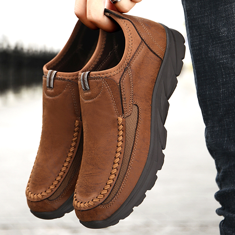 Casual Breathable Sneakers 2023 New Fashion Comfortable Flat Handmade Retro Leisure Loafers Men Shoes 77a98