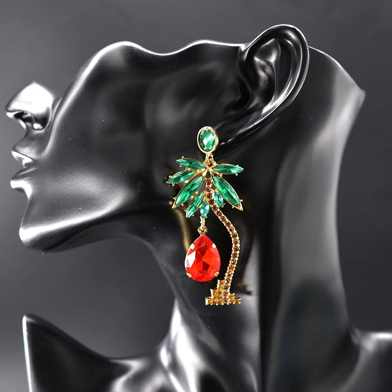 Christmas Gift Long Earrings Coconut Tree Pendant Earrings Retro Party Fashion Pendant Earrings Charm Trendy Jewelry 241031