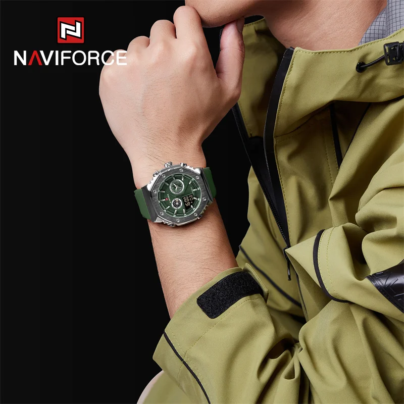 NAVIFORCE Sport Luminous Men Watches Waterproof Silicone Strap Man WristWatch Chronograph Military Quartz Men's Watch Gifts