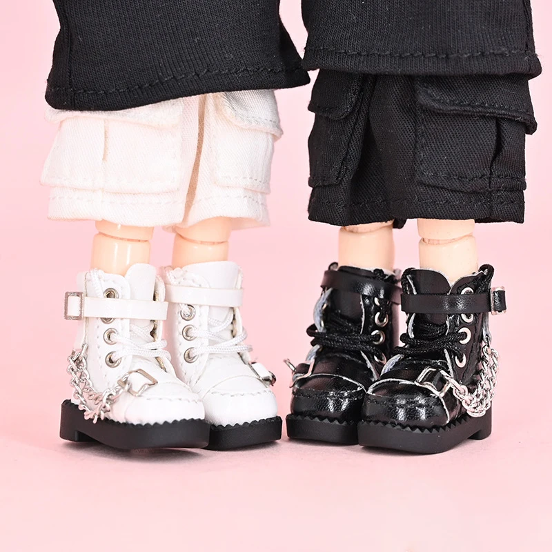 Ob11 Doll Locomotive Style Leather High Top Shoes Doll Casual Shoes With Shoelace For Penny, YMY, Ob11, Obitsu 11, Holala, Gcc