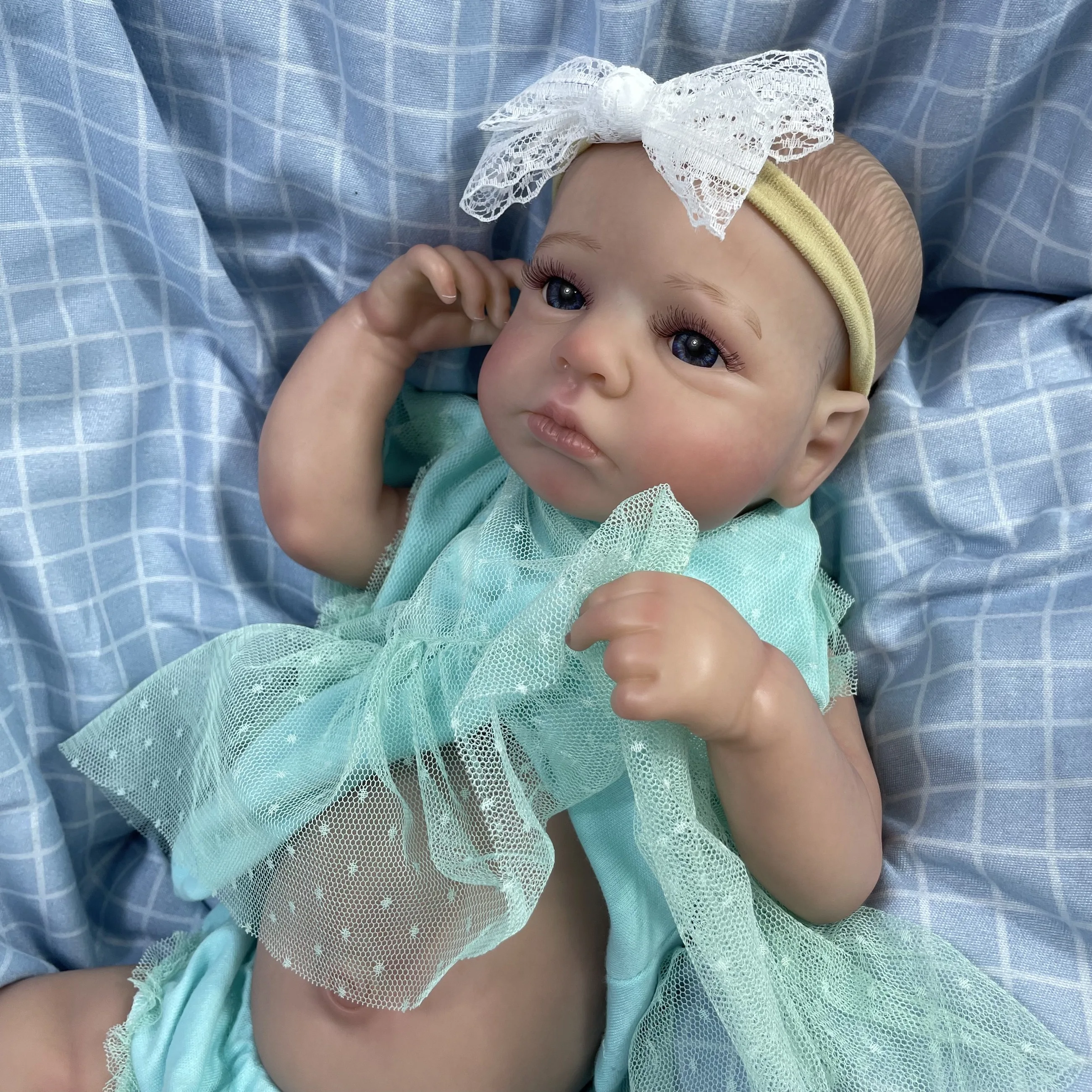 50CM Reborn LouLou Awake Full Vinyl Body Girl Washable Newborn Baby Doll Reborn 3D Skin Tone Visible Veins Doll For Kids Gift