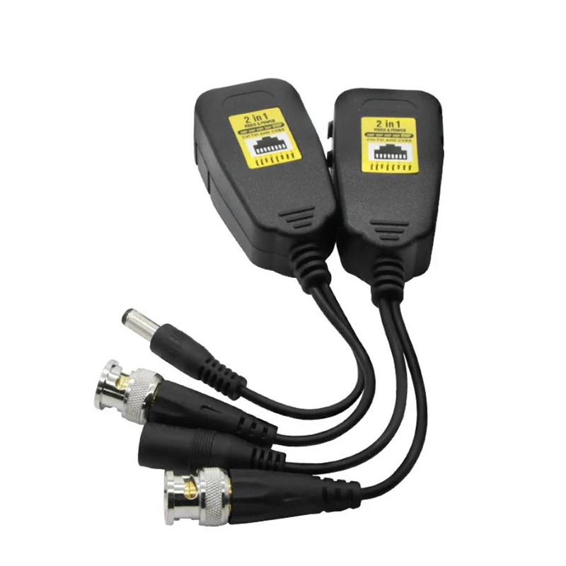 3in1 HD 8MP BNC Video Balun DC RCA Power Supply Converter Transceiver Passive RJ45 For Camera CCTV AudioPassive Connector