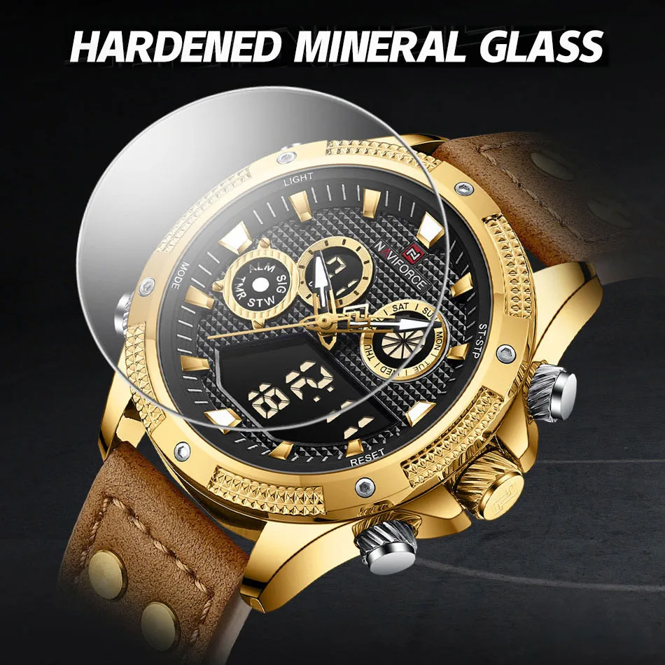 NAVIFORCE New Military Watch For Men Analog Digital Waterproof Quartz Wristwatch Sport Male LED Digital Clock Relogio Masculino