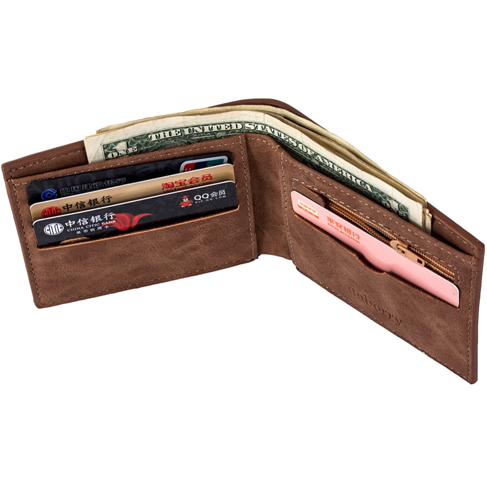 Baborry Men Wallets Thin Wallet with Coin Bag Zipper New Design Dollar Slim Money Clip Purse Mens Small Wallet