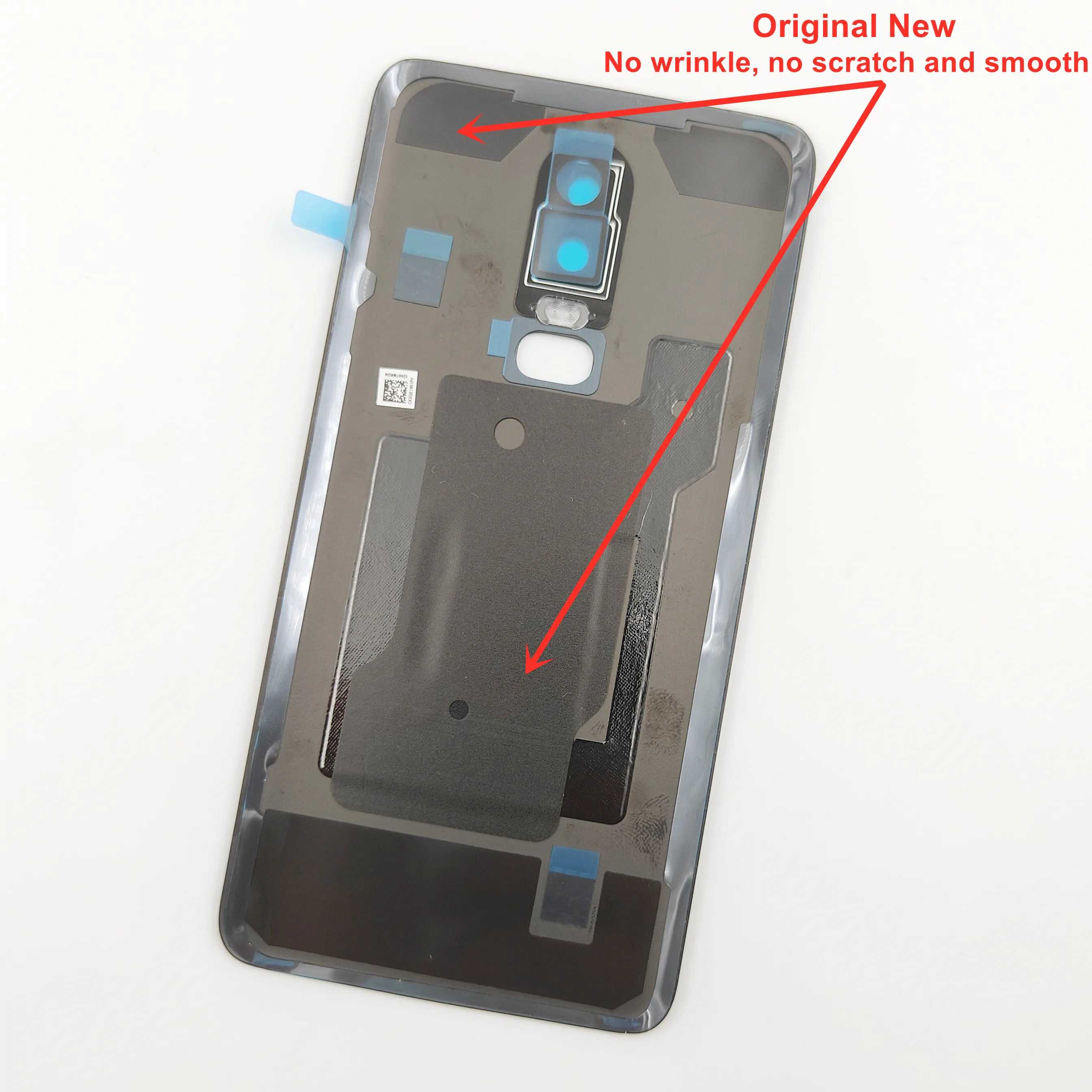 For OnePlus 6 Original Back Lid Glass Battery Cover Rear Door Housing Panel Case With Camera Frame Lens Flashlight Adhesive