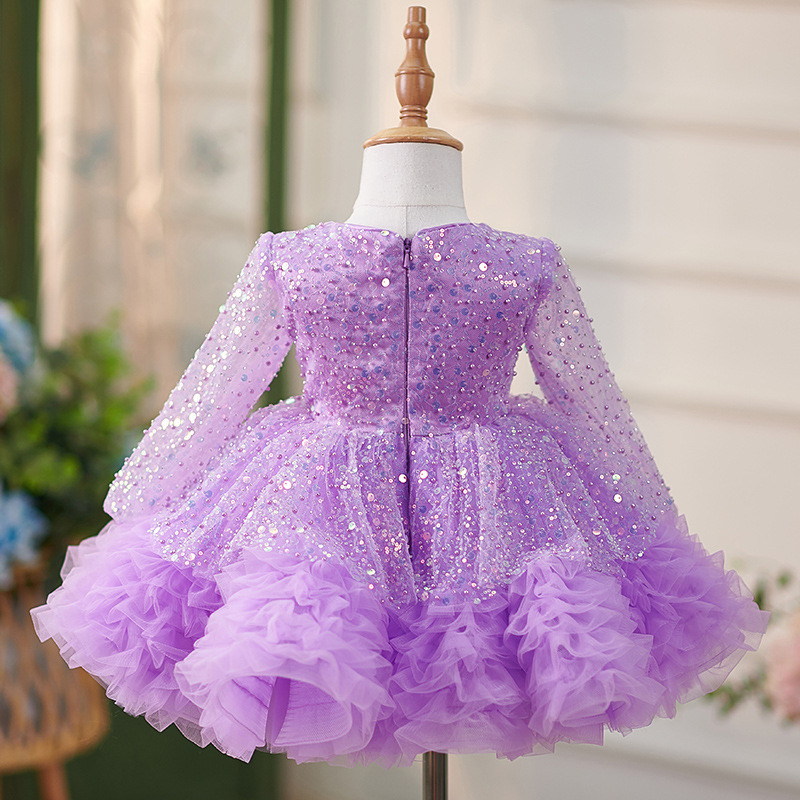 Beaded Tulle Flower Girl Dresses Bows Sequined Children First Holy Communion Princess Ball Gown Wedding Party Appliqued Pageant Gowns Baby Girl Dress 