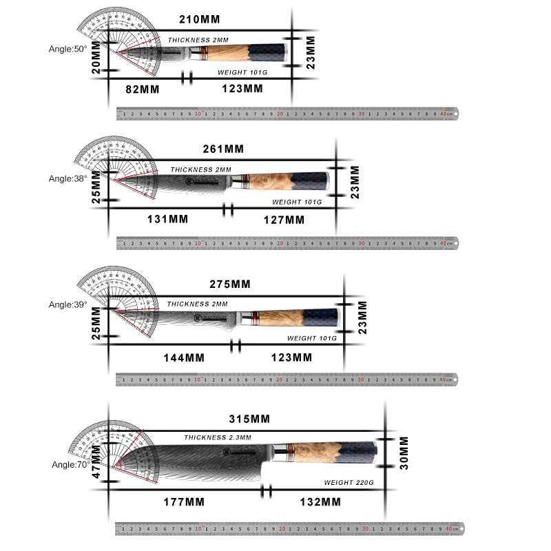 Damascus Knife Set AUS10 Japanese Steel Chef Kitchen Knife Santoku Paring Toast Knife Butcher Tool Honeycomb Handle New X241102