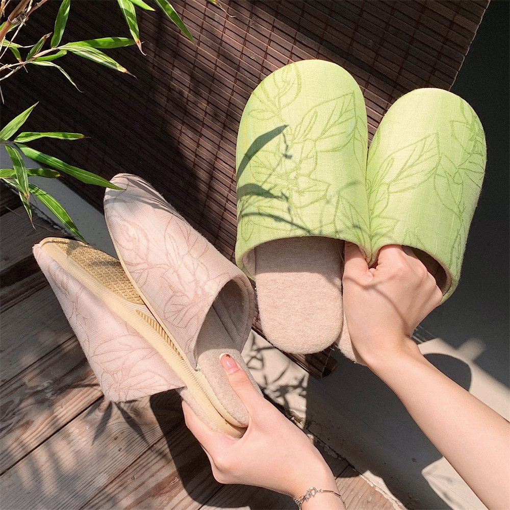 Women's winter trend retro national style Zen fluffy cotton slippers Warm and interesting cotton slippers in winter home bedroom