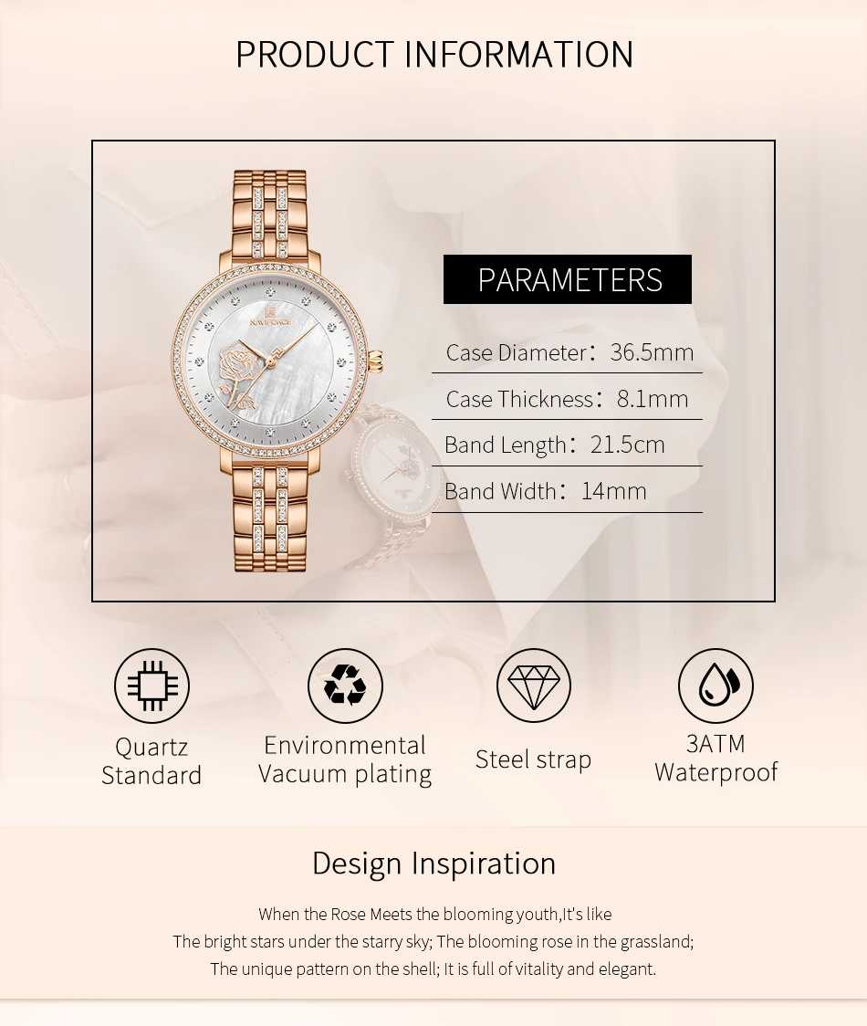 NAVIFORCE New Watch Women Luxury Watches Ladies Creative Steel Women's Bracelet Watches Female Waterproof Clock Relogio Feminino