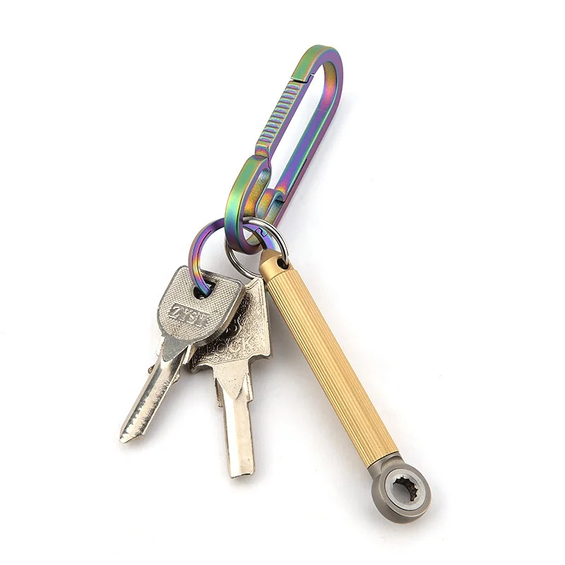 Outdoor Multifunctional EDC Tool Wrench Flat Screwdriver Cross screwdriver Portable Keychain Window Breaker Brass Titanium Alloy