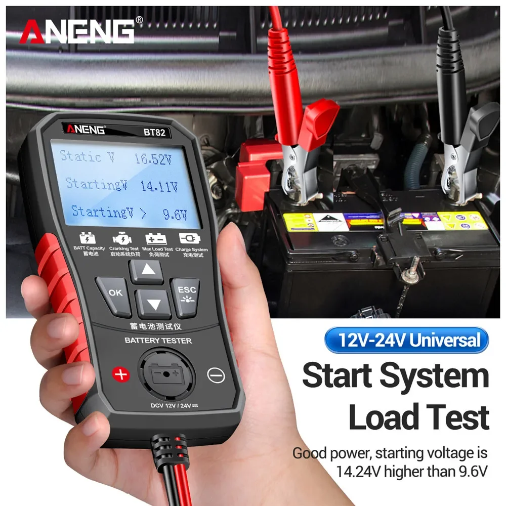 ANENG BT82 Portable Digital Car Battery Tester Circut Test Analyzer Battery Detector Auto Motorcycle Fault Testing Battery Tool