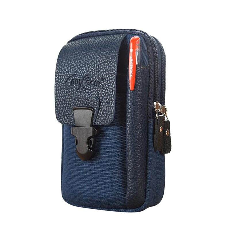 Men Male Zipper Casual Waist Bags Small Solid Color Card Holder 4 Inch Phone Packs Belt Fanny Purse smile