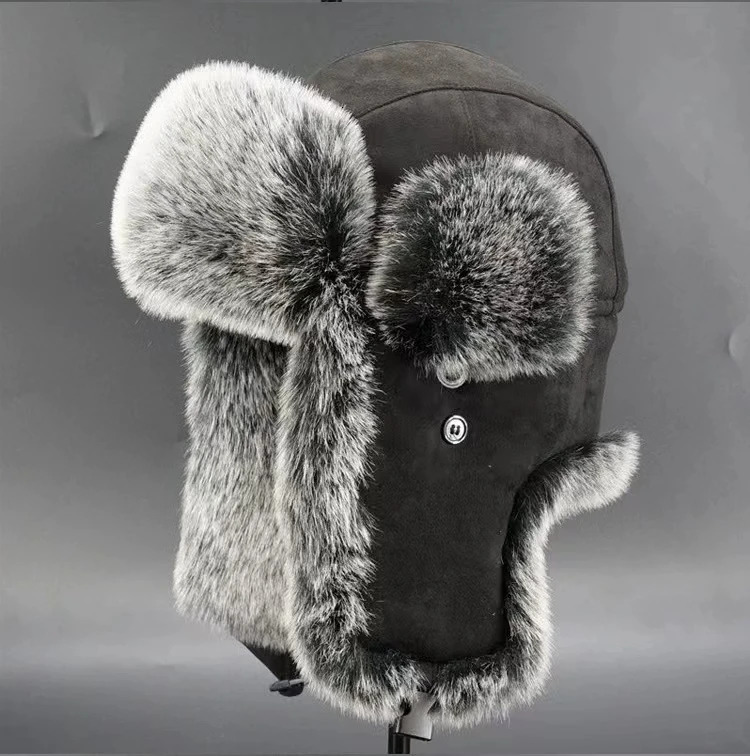 Mens Winter Hunter Pilot Cavalry Ear Hoods Warm Russian Waterproof Ski Hat Bomber Hat Warm Ear Protection Hat 241031