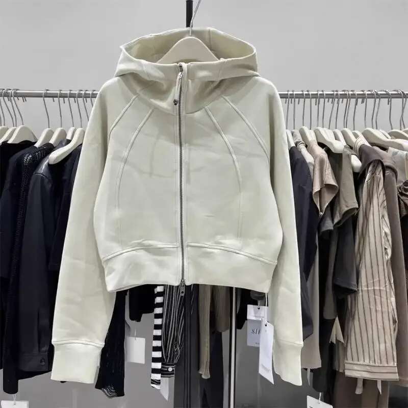 2024 Zipper Short Solid Color Sweatshirt New Korean Haruku Style Casual Versatile Loose Slim Hooded Jacket Women's Tops