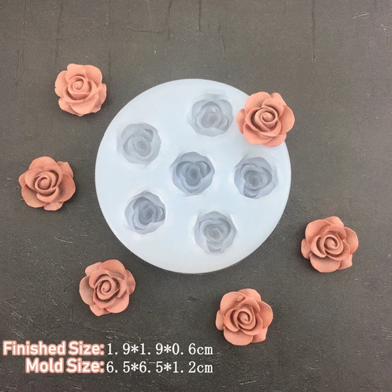 Mini Rose Flower Silicone Mold with Leaf Clay Plaster Mold Candy Chocolate Fondant Cake Decor Wedding Cupcake Topper Baking Mold
