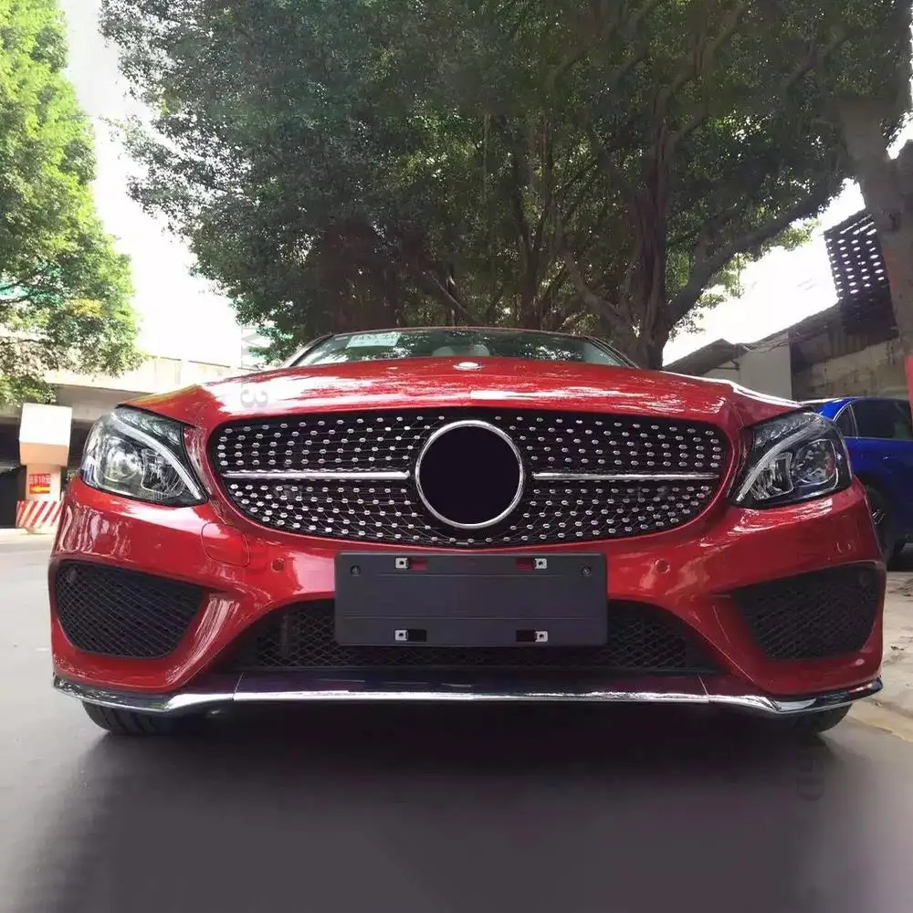 Front Bumper Grille Racing Grill Diamond Style For Mercedes Benz C W205 C205 S205 2014-2021 C180 C200 C250 C260 C300 Mesh