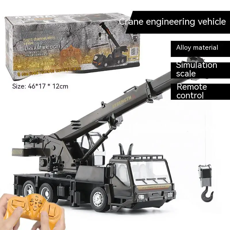 RC Alloy Engineering Vehicle Steering Wheel Remote Control Dump Truck Crane Mixer Excavator Lift Truck Outdoor Toy Birthday Gift