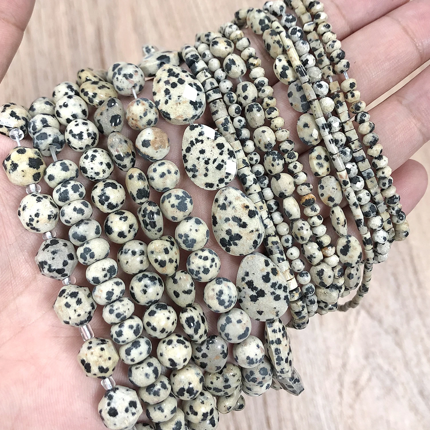 34 Types Yellow Dalmatians Jasper Bead Natural Stone Round Cube Faceted Rondelle Loose Beads for Jewelry Making Charms Bracelets