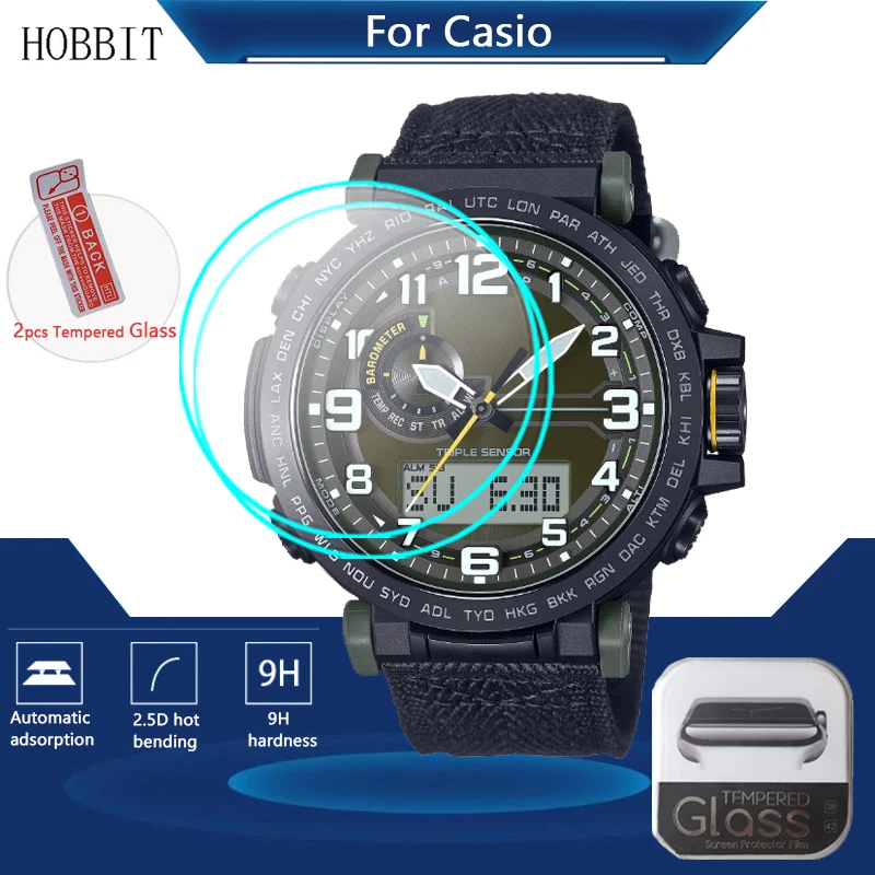 2PCS Tempered Glass Screen Protector For Casio PRO TREK PRG-601 PRG-600/650/240/340 Glass HD Clear Watch Screen Protective Film