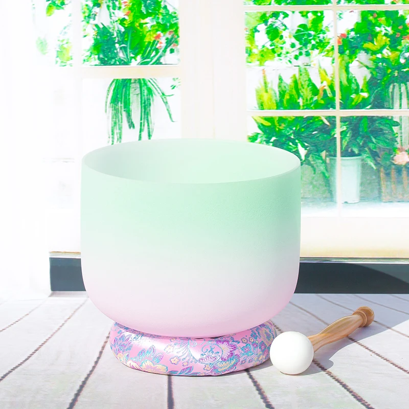 Candy color 1PC 8" Note C/D/E/F/G/A/B Chakra Frosted Quartz Crystal Singing Bowl Free cloth ring and Mallet