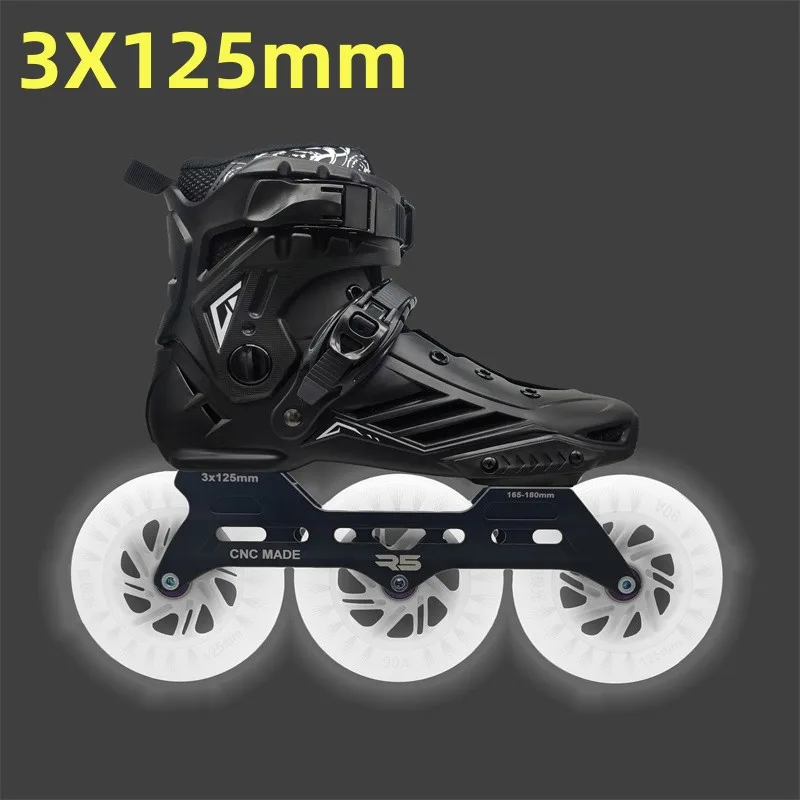 3*125mm Big Wheel Inline Skates for Downhill Street Road Fast Speed Roller Skating 3 Wheels 125mm Adults Rolling Sneakers 35-44